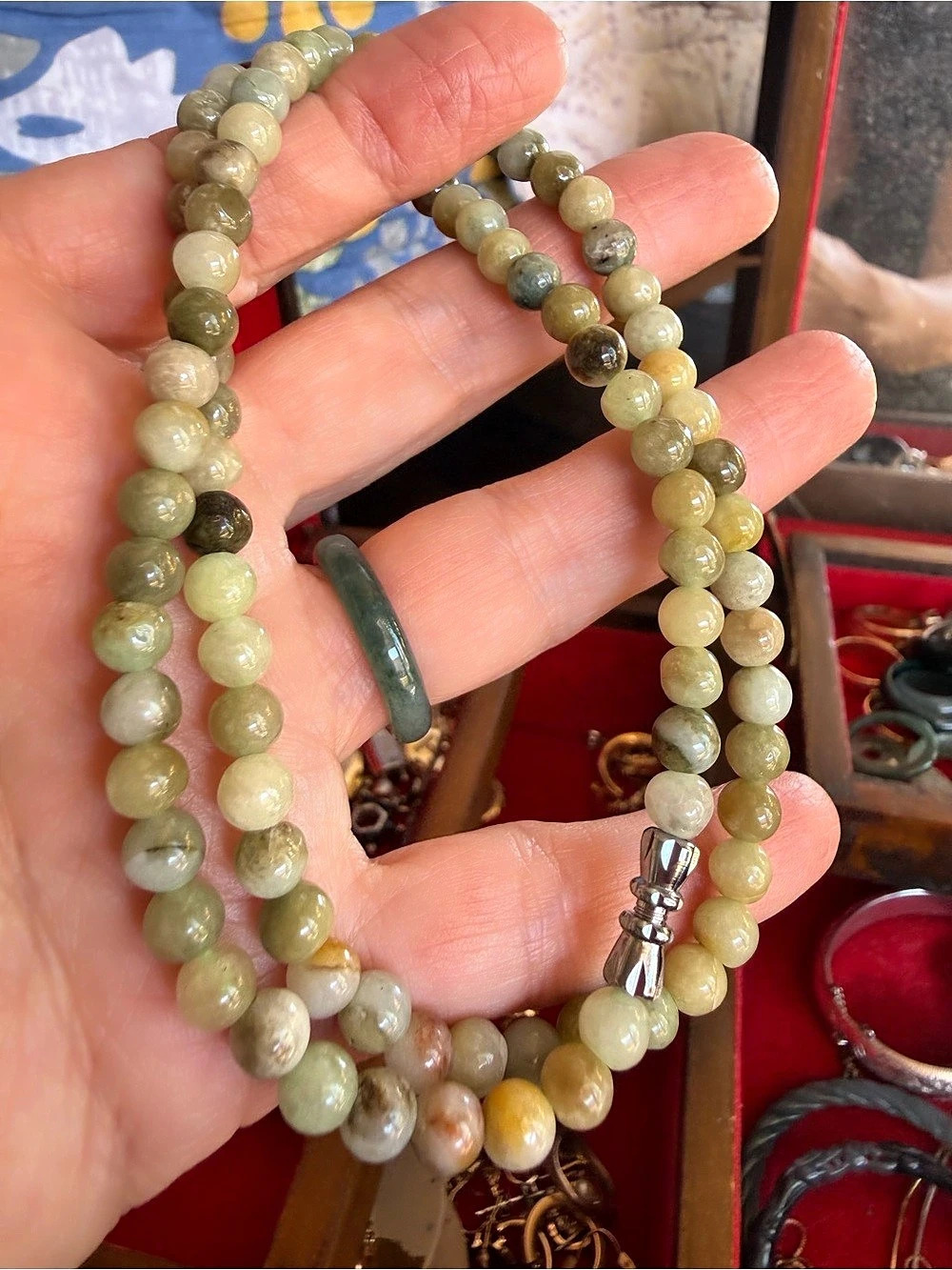 Authentic Grade A Natural Jadeite Bead Necklace (Multi-Toned) Certified125